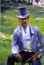 Theo van Rysselberghe  - Bilder Gemälde - Portrait of Octave Maus as Dandy