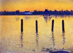 Theo van Rysselberghe  - Bilder Gemälde - Sailboats on the River Scheldt