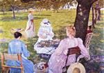 Theo van Rysselberghe  - Bilder Gemälde - The Family in an Orchard