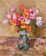 Theo van Rysselberghe  - Bilder Gemälde - Tulipes and Nasturtiums
