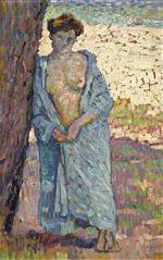 Theo van Rysselberghe  - Bilder Gemälde - Young Woman in Blue Peignoir