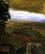 Max Slevogt  - Bilder Gemälde - Rote Laube mit Gewitterwolken