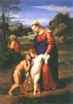 Raffael - Bilder Gemälde - Heilige Familie und der heilige Johannes