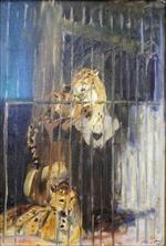 Max Slevogt  - Bilder Gemälde - Zwei Leoparden im Käfig