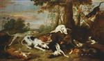 Frans Snyders - Bilder Gemälde - A Boar Hunt