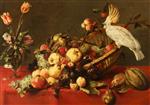 Frans Snyders - Bilder Gemälde - A Still Life with Fruit and a Cockatoo