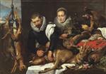 Frans Snyders - Bilder Gemälde - Evisceration of a Roebuck with a Portrait of a Married Couple