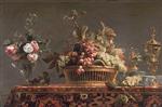 Frans Snyders  - Bilder Gemälde - Grapes in a basket and roses in a vase