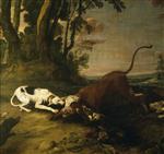 Frans Snyders  - Bilder Gemälde - Hounds Attacking a Bull