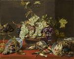 Frans Snyders  - Bilder Gemälde - Still life of grapes in a basket