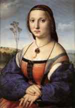 Raffael - Bilder Gemälde - Portrait von Maddalena Doni