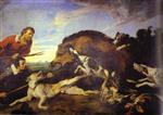 Frans Snyders  - Bilder Gemälde - The Wild Boar Hunt