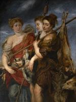 Frans Snyders  - Bilder Gemälde - Three Huntresses Returning from the Chase