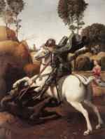 Raffael - Bilder Gemälde - Der heilige Georg im Kampf mit dem Drachen