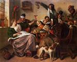 Jan Havicksz Steen - Bilder Gemälde - As the Old Sing, So Pipe the Young