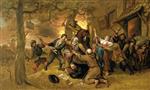 Jan Havicksz Steen  - Bilder Gemälde - Peasants and Soldiers Outside a Tavern