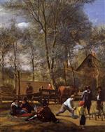 Jan Havicksz Steen  - Bilder Gemälde - Skittle Players outside an Inn
