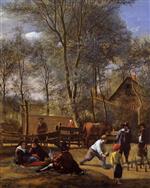 Jan Havicksz Steen  - Bilder Gemälde - Skittle Players outside an Inn