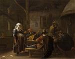 Jan Havicksz Steen  - Bilder Gemälde - Tavern Scene with a Pregnant Hostess