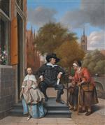 Jan Havicksz Steen  - Bilder Gemälde - The Burgher of Delft and his Daughter