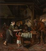 Jan Havicksz Steen  - Bilder Gemälde - The Satyr and the Peasant Family