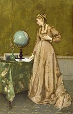 Alfred Emile Stevens - Bilder Gemälde - Der Globus oder Nachrichten aus der Ferne