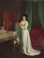 Alfred Emile Stevens - Bilder Gemälde - Elegant Lady in Parisian Interior