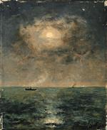 Alfred Emile Stevens  - Bilder Gemälde - Moonlit seascape