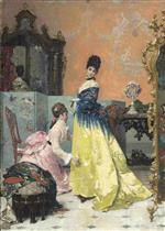 Alfred Emile Stevens  - Bilder Gemälde - The Fitting