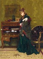 Alfred Emile Stevens  - Bilder Gemälde - The Letter-2