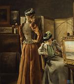 Alfred Emile Stevens  - Bilder Gemälde - Visit to the Studio