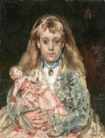 Alfred Emile Stevens  - Bilder Gemälde - Young girl with a doll