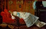 Alfred Emile Stevens  - Bilder Gemälde - Young Woman Resting in a Music Room