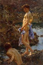 Henry Scott Tuke - Bilder Gemälde - A bathing group