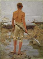 Henry Scott Tuke - Bilder Gemälde - A Boy with an Oar