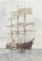 Henry Scott Tuke - Bilder Gemälde - A full-rigged three-master making ready to sail