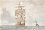Henry Scott Tuke - Bilder Gemälde - Barque and Tug
