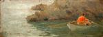 Henry Scott Tuke - Bilder Gemälde - Boy Rowing out from Rocky Shore