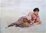 Henry Scott Tuke  - Bilder Gemälde - Girl on the Beach
