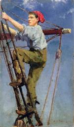 Henry Scott Tuke  - Bilder Gemälde - Going aloft