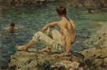 Henry Scott Tuke  - Bilder Gemälde - Green and Gold