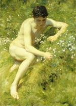 Henry Scott Tuke  - Bilder Gemälde - In the Meadow