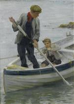 Henry Scott Tuke  - Bilder Gemälde - Keeping her off