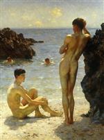 Henry Scott Tuke  - Bilder Gemälde - Lovers of the Sun
