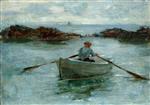 Henry Scott Tuke  - Bilder Gemälde - Man Rowing a Dinghy