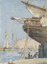 Henry Scott Tuke  - Bilder Gemälde - Painting the rudder
