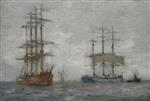 Henry Scott Tuke  - Bilder Gemälde - Sailing Ships and a Tug