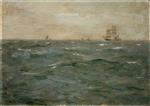 Henry Scott Tuke  - Bilder Gemälde - Seascape with Sailing Craft