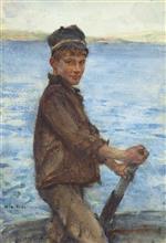 Henry Scott Tuke  - Bilder Gemälde - Steering the Punt