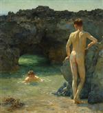 Henry Scott Tuke  - Bilder Gemälde - The Green Waterways